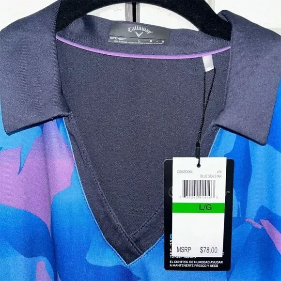 Callaway Women's Sleeveless V-Neck Golf Polo Shirt Blue Size L - Picture 2 of 5